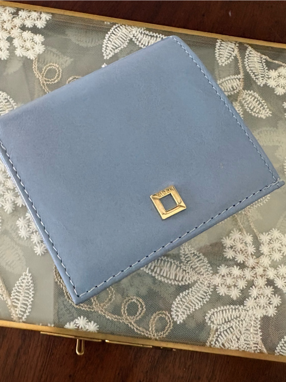 Lodis Genuine Leather Compact Bifold Wallet - Periwinkle / Slate Blue - Picture 9 of 10